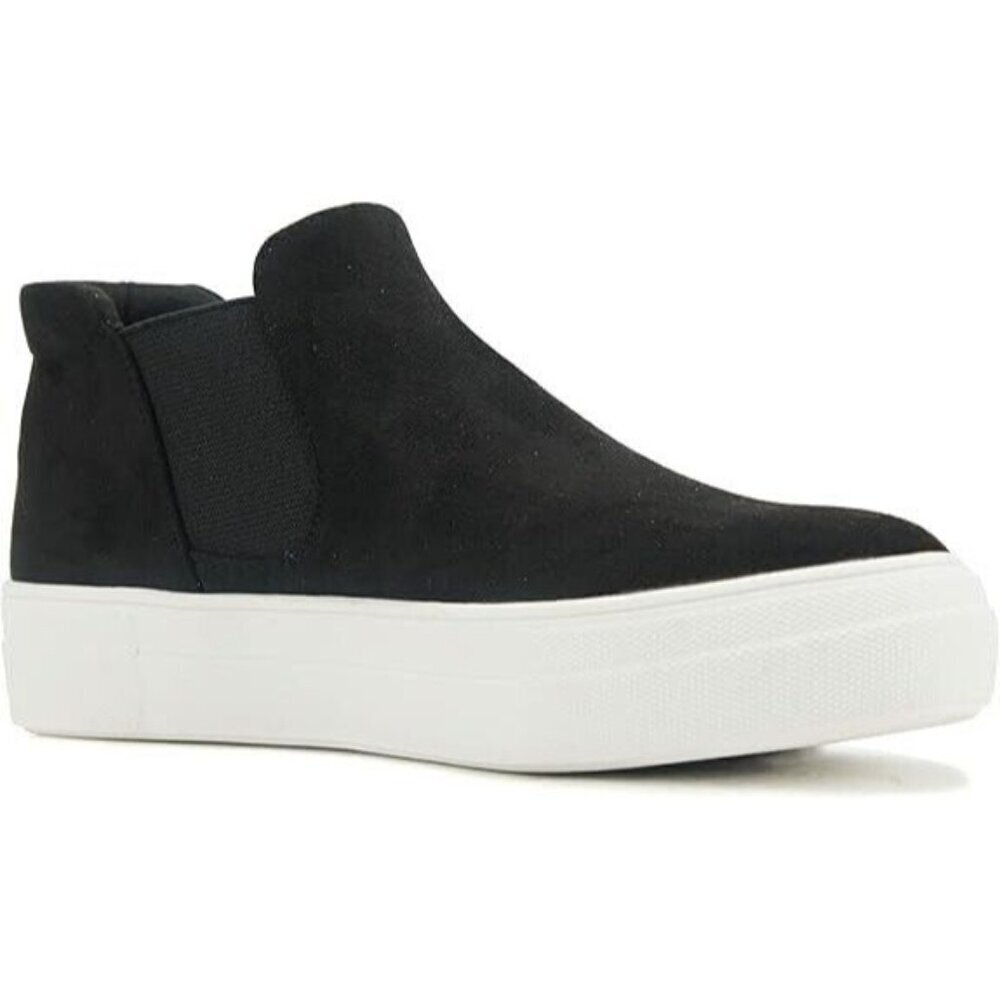 Soda Flat Shoes Slip On Women's 6.5 M Black Soft Faux Suede High Top Sneakers